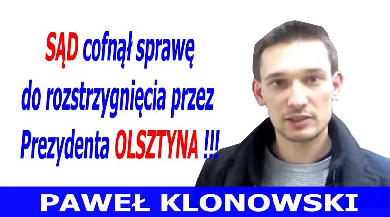 Paweł Klonowski - Sąd cofnął sprawę - 2016